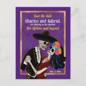 Carte Postale Charro Catrina Sugar Skulls Purple Enregistrer la  (Devant)