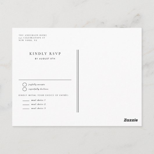 Carte Postale Chartreuse Green Fern Feuilles mariage RSVP (Dos)