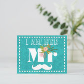 Carte Postale Chartreuse moderne Turquoise Mariage damassé (Debout devant)