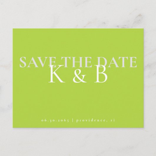 Carte Postale Chartreuse Simplicity Monogramme Enregistrer la da (Devant)