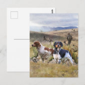 Carte Postale Chasse à la caille avec un Espagnol breton, Art (Devant / Derrière)