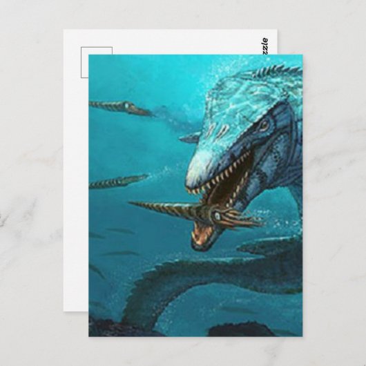 Carte Postale Chasse au Mosasaurus (Devant / Derrière)