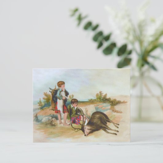 Carte Postale Chasse aux cerfs pour enfants dans les Highlands é (Debout devant)