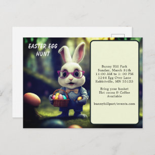 Carte Postale Chasse aux oeufs de Pâques Cute lapin et panier ha