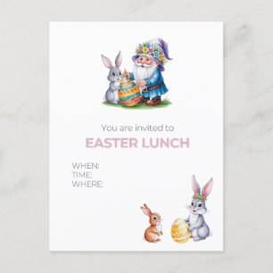 Carte Postale Chasse aux oeufs de Pâques en Whimsical : Lapin Aq