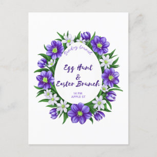 Carte Postale Chasse aux oeufs, invitation au brunch de Pâques
