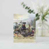 Carte Postale Chasse avec Jagdterriers, Art (Debout devant)