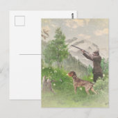 Carte Postale Chasse avec pointeur À poils durs allemand (Devant / Derrière)