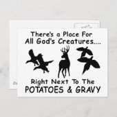 CARTE POSTALE CHASSE DE CERF, DE CANARD ET DE PHÉASANT (Devant / Derrière)