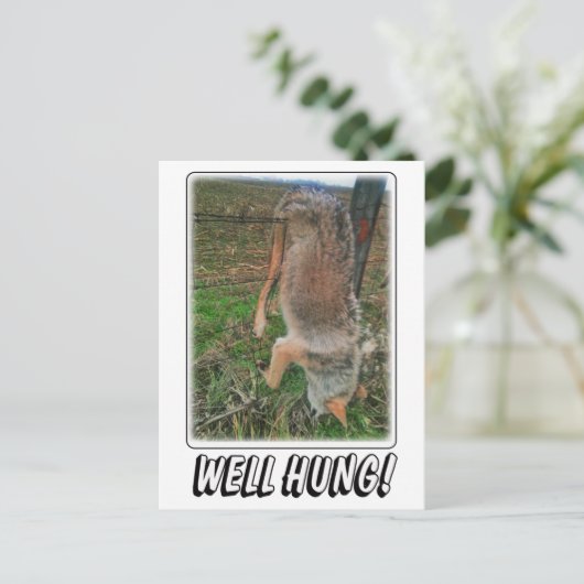 CARTE POSTALE CHASSE EN COYOTE - BIEN COUCHÉ SUR LA BARRIÈRE (Debout devant)