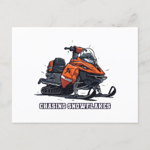 Carte Postale Chasse Snowflakes Snowmobile Adventure