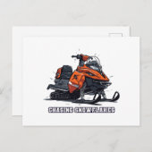 Carte Postale Chasse Snowflakes Snowmobile Adventure (Devant / Derrière)