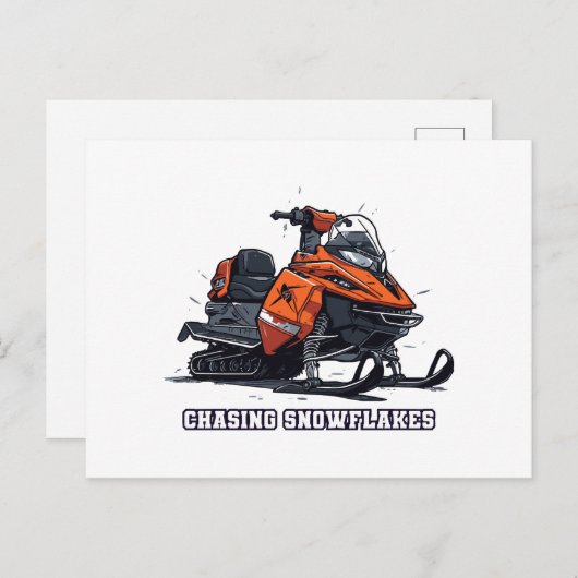 Carte Postale Chasse Snowflakes Snowmobile Adventure (Devant / Derrière)