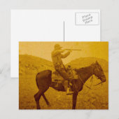 Carte Postale Chasse vintage au cowboy à cheval (Devant / Derrière)