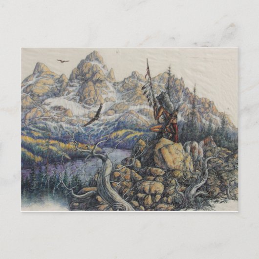 Carte Postale Chasseur indien américain (Devant)