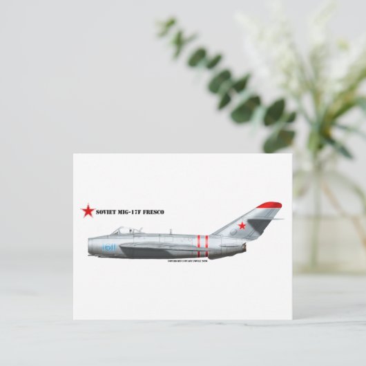 Carte Postale chasseur soviétique MiG-17F Fresco (Debout devant)