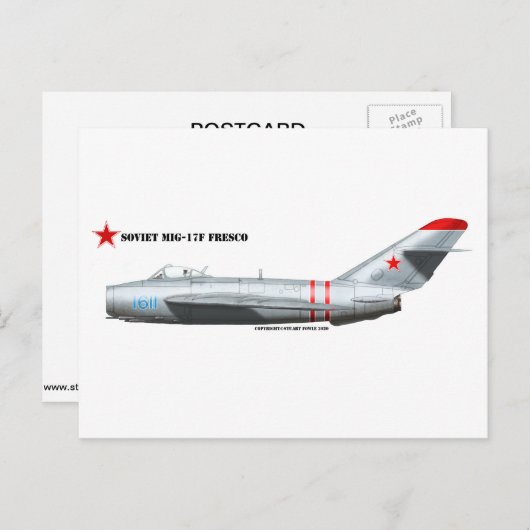 Carte Postale chasseur soviétique MiG-17F Fresco (Devant / Derrière)