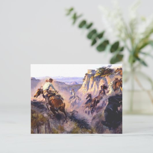 Carte Postale "Chasseurs de chevaux sauvages" par Charles M Russ (Debout devant)