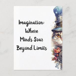 Carte Postale Chat 2 Kitten avec rose et chapeau supérieur aquar