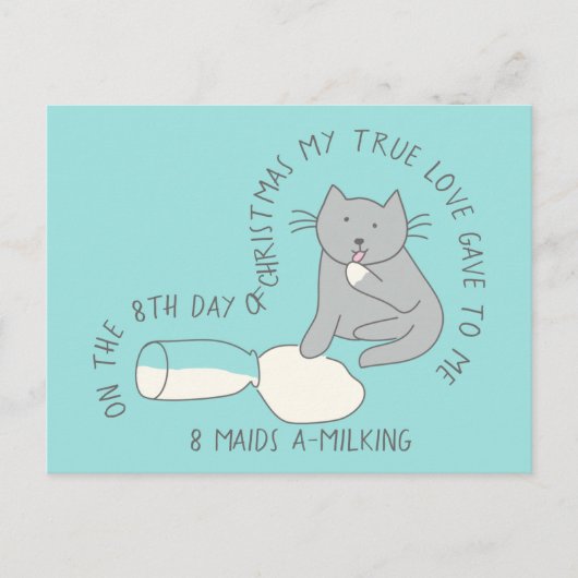 Carte Postale Chat 8e Jour 8 Maids-a-Milking Noël (Devant)