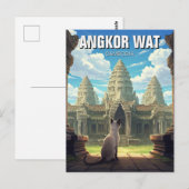 Carte Postale Chat à Angkor Wat Cambodge (Devant / Derrière)