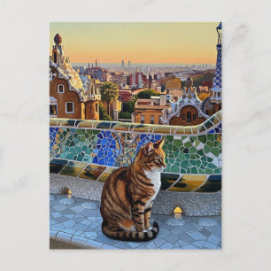 Carte Postale Chat à Barcelone Espagne Parc Güell Travel