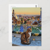 Carte Postale Chat à Barcelone Espagne Parc Güell Travel (Devant / Derrière)