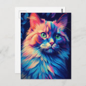 Carte Postale Chat à capuchon Maine coloré (Devant / Derrière)