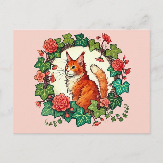 Carte Postale Chat à coon de Maine Ginger orange (Devant)