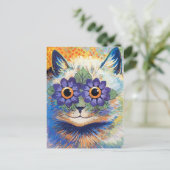 Carte postale Chat à fleurs vintage (Debout devant)