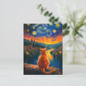 Carte Postale Chat à gingembre contemplatif | Starry Night Sky A (Debout devant)
