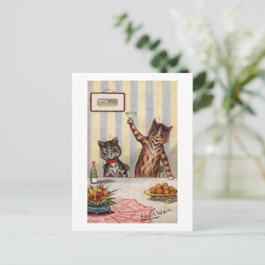 Carte Postale Chat à la bière, Louis Wain (Debout devant)