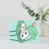 Carte Postale Chat À La Feuille, Drôle Chat Kitten Idée Cadeau (Debout devant)