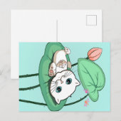 Carte Postale Chat À La Feuille, Drôle Chat Kitten Idée Cadeau (Devant / Derrière)