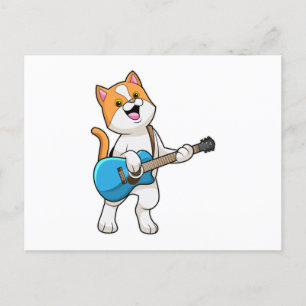 Carte Postale Chat à la musique avec guitare