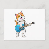 Carte Postale Chat à la musique avec guitare (Devant)