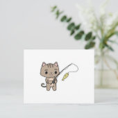 Carte Postale Chat à la pêche avec canne à pêche (Debout devant)