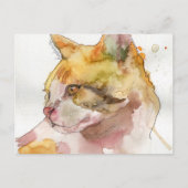 Carte Postale Chat à l'aquarelle (Devant)