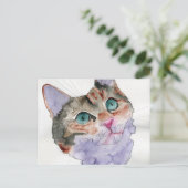 Carte Postale Chat à l'aquarelle (Debout devant)