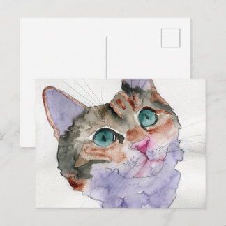 Carte Postale Chat à l'aquarelle