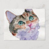 Carte Postale Chat à l'aquarelle (Devant)