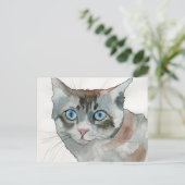 Carte Postale Chat à l'aquarelle (Debout devant)