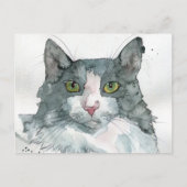 Carte Postale Chat à l'aquarelle (Devant)