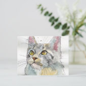 Carte Postale Chat à l'aquarelle (Debout devant)