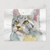 Carte Postale Chat à l'aquarelle (Devant)