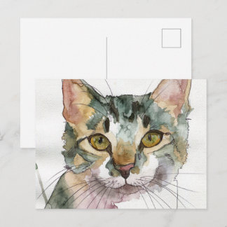 Carte Postale Chat à l'aquarelle