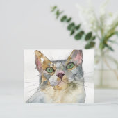 Carte Postale Chat à l'aquarelle (Debout devant)