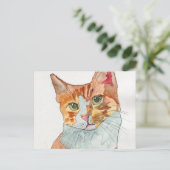 Carte Postale Chat à l'aquarelle (Debout devant)