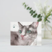 Carte Postale Chat à l'aquarelle (Debout devant)