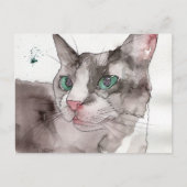 Carte Postale Chat à l'aquarelle (Devant)